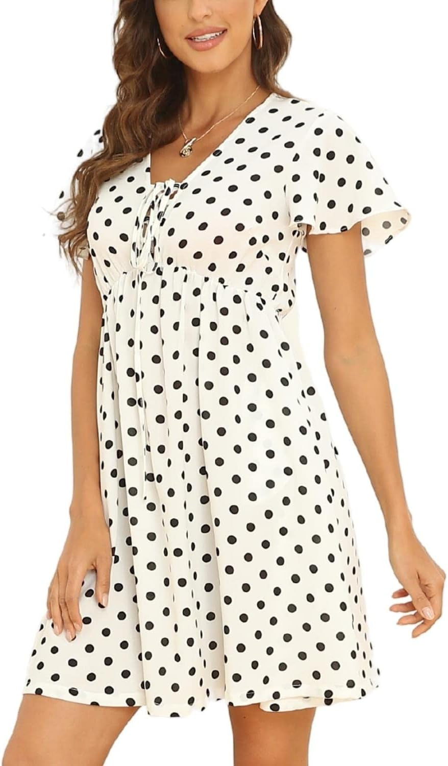 Women'S Summer Smocked Midi Dress Ditsy Floral Print Casual a Line Square Neck Short Puff Sleeve Dress