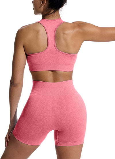 Workout Sets for Women 2 Piece Outfits Seamless High Waisted Yoga Shorts Running Sports Bra Clothes