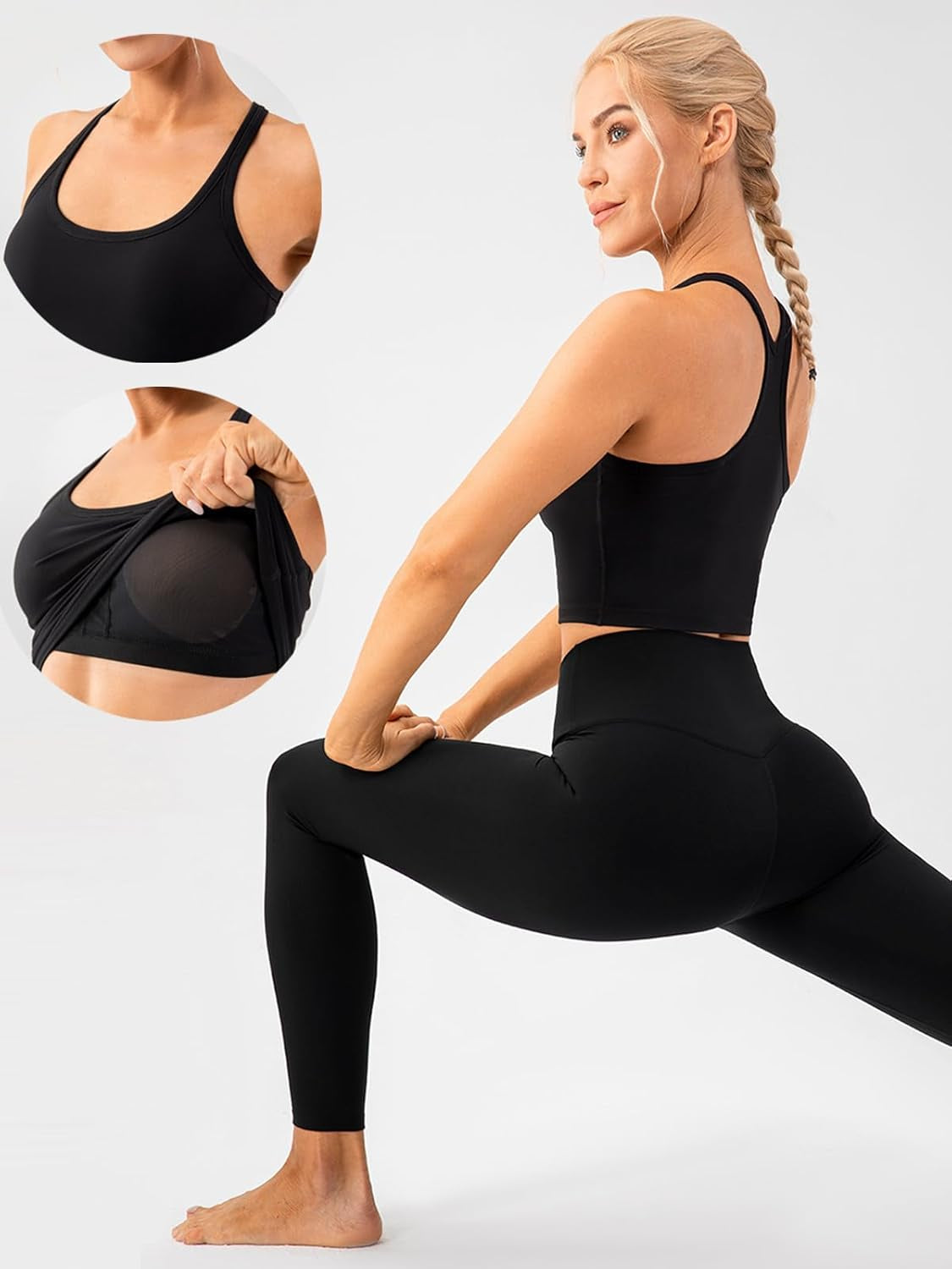 Women'S Racerback Sports Bras Yoga Crop Top with Built in Bra