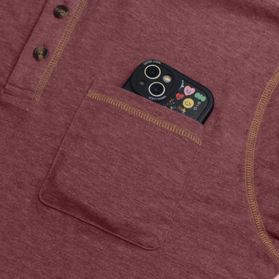 Mens Henley Shirts Long Sleeve Casual Tops Lightweight Pullover Shirt Button Cotton T-Shirt with Pocket