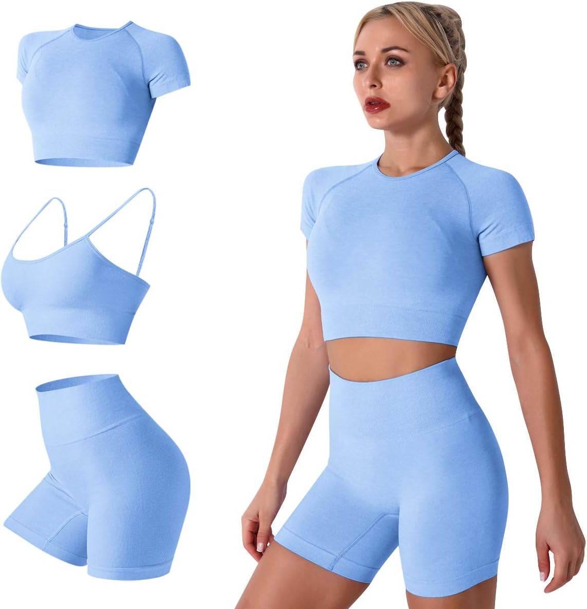 3Pcs-Light Blue / Medium