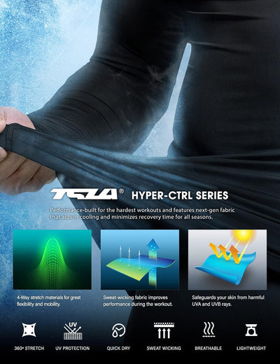 Men'S UPF 50+ Compression Shirts, Cool Dry Long Sleeve Athletic Tops, Sports Baselayer Workout Shirt