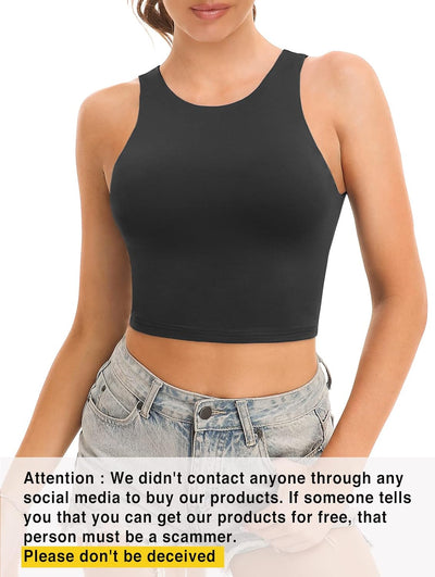Workout Crop Tops for Women Cropped Racerback Halter Neck Shirts Sleeveless Yoga Tops Pack